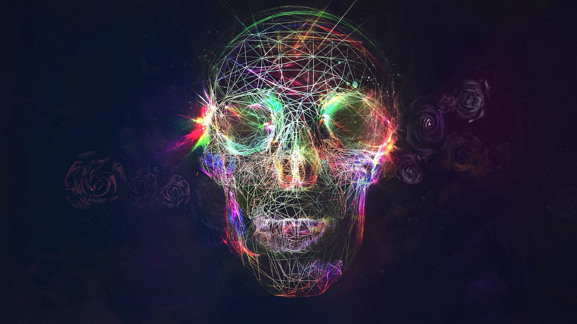 rainbow fractal skull